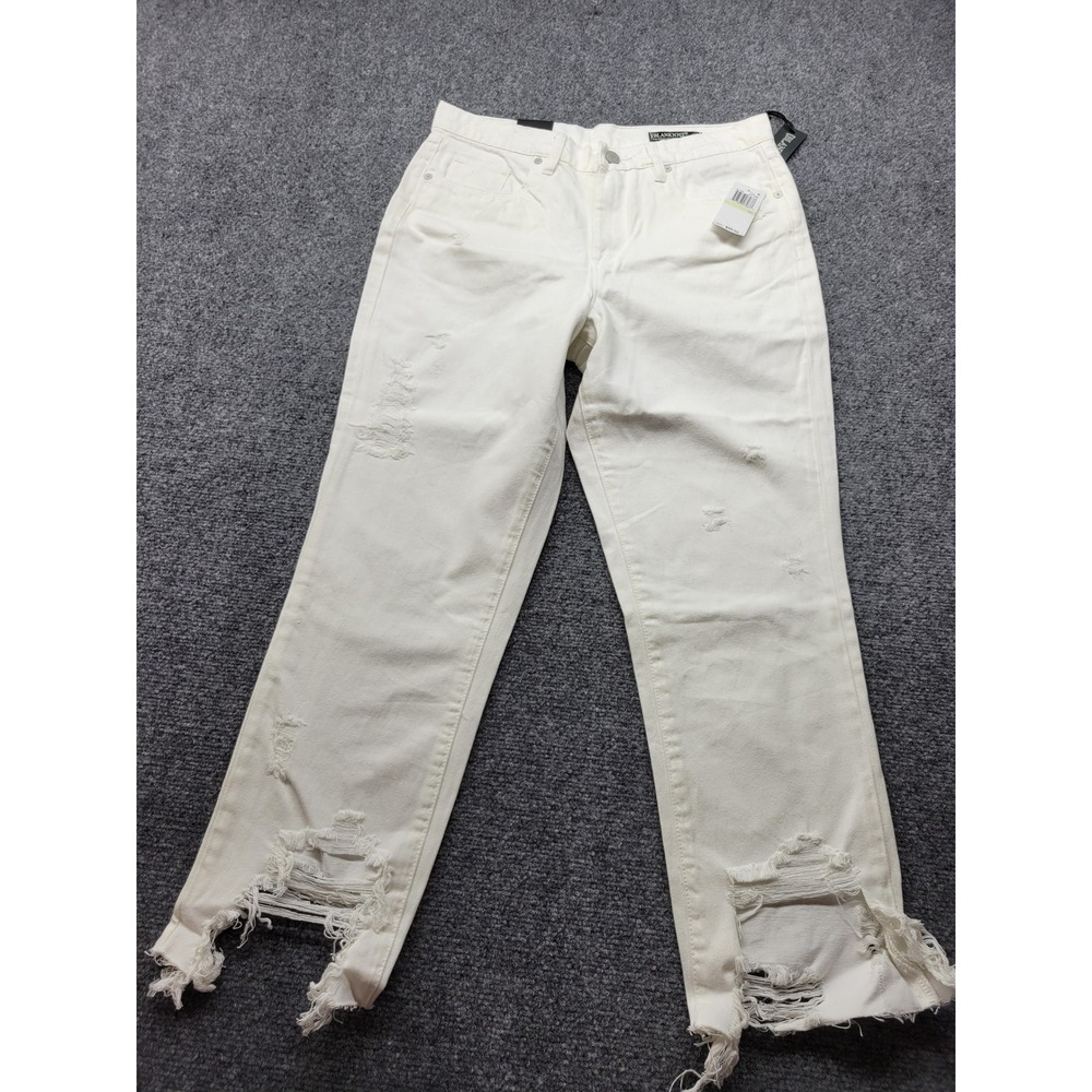 BlankNYC The Madison Crop High Rise Distressed Jeans White Aspen 30 16W-1794